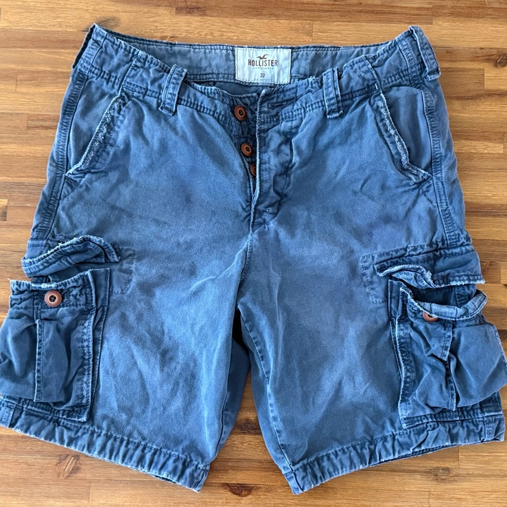 Hollister Blue Cargo Shorts Relaxed Fit